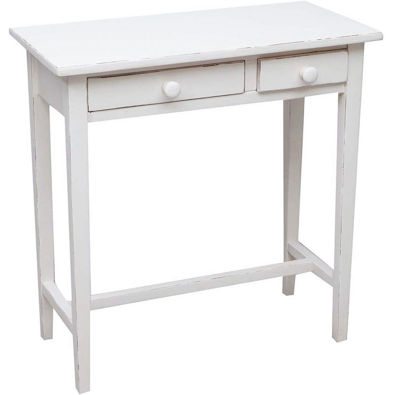 Biscottini - Country-style solid lime wood antiqued white finish W73XDP36XH75cm sized coffee table console. Made in Italy