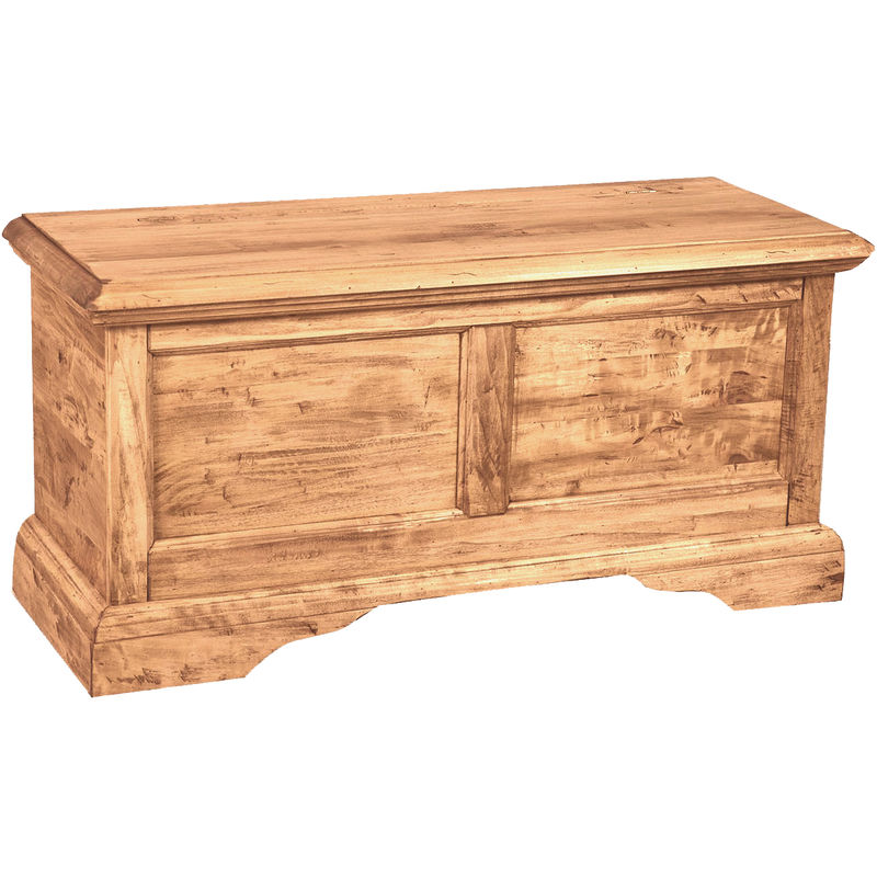 Country -style solid lime wood natural finish W100xDP38xH48 cm sized chest. Made in Italy