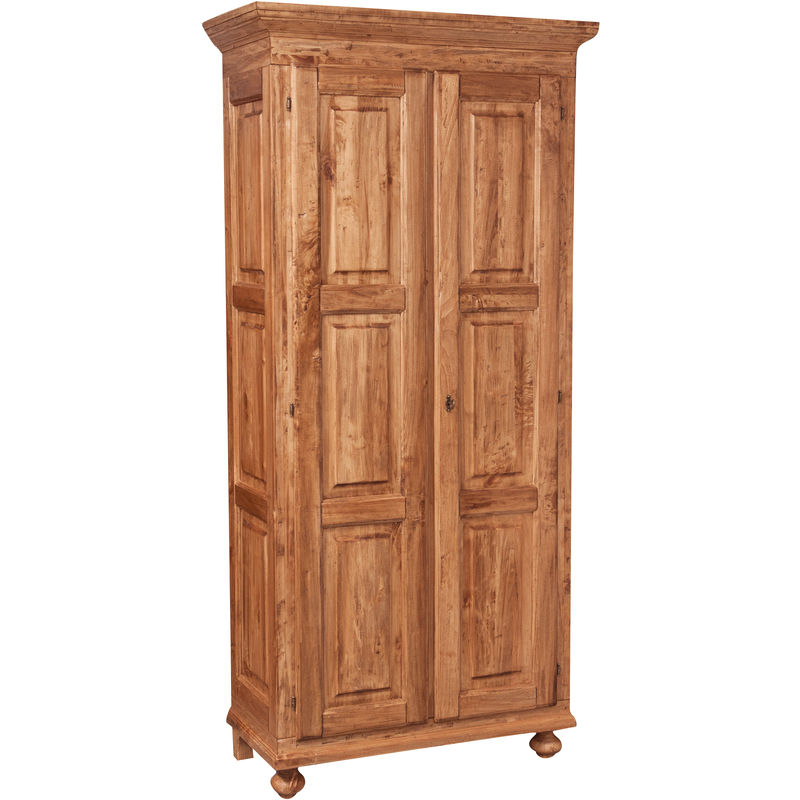 Country -style solid lime wood , natural finish W100xDP50xH210 cm sized wardrobe. Made in Italy