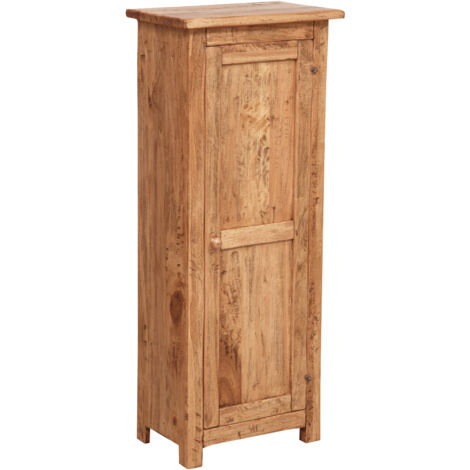 Country-style solid lime wood natural finish W40xDP25xH98 cm sized locker. Made in Italy
