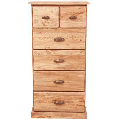 Country-style solid lime wood, natural finish  W63xDP41xH120 cm sized drawer unit. Made in Italy
