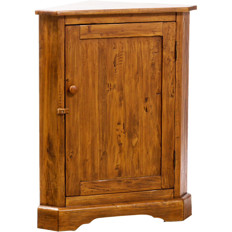 Country-style solid lime wood, walnut finish W50xDP50xH92 cm sized display case. Made in Italy