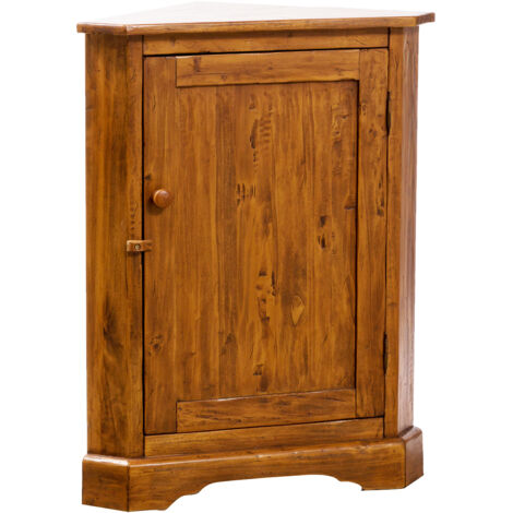 Country-style solid lime wood, walnut finish W50xDP50xH92 cm sized display case. Made in Italy