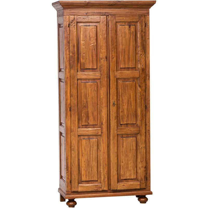 Country -style solid lime wood, walnut finishW 100xDP50xH210 cm sized wardrobe. Made in Italy