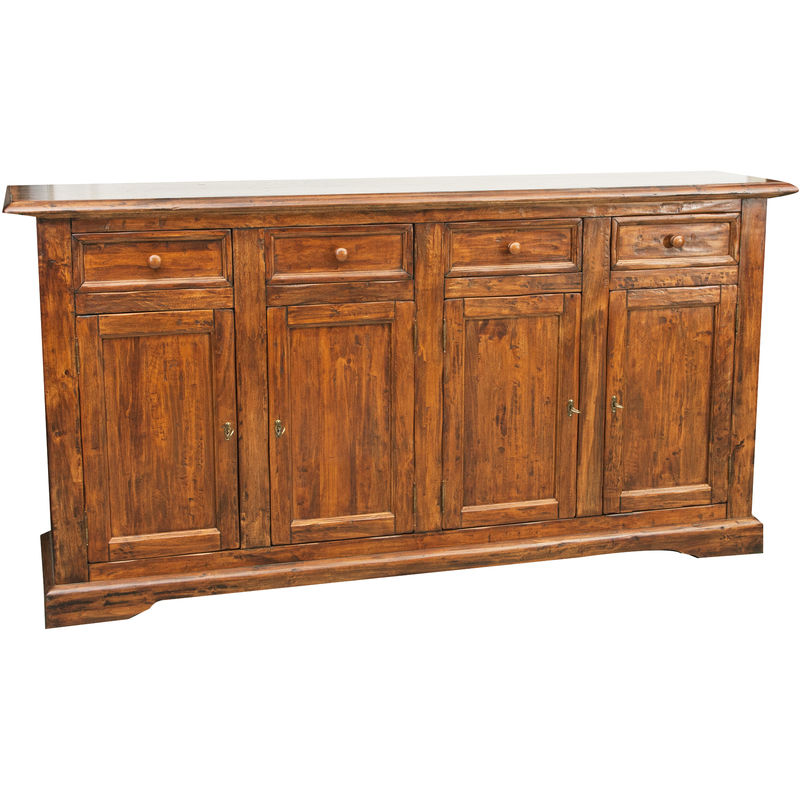 Country style solid walnut finish W202xDP45xH103 cm sized sideboard. Made in Italy