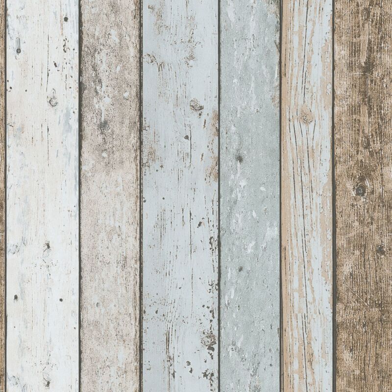 Profhome - Country Style Wallpaper Wall 899927 Paper Wallpaper Slightly Textured Country Style Matt Blue Brown Beige 5.33 M2 (57 Ft2)