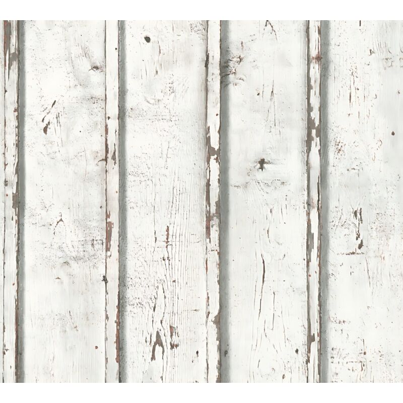 Profhome - Country Style Wallpaper Wall 953701 Non-woven Wallpaper Smooth With Nature-inspired Pattern Matt White Cream Grey 5.33 M2 (57 Ft2)