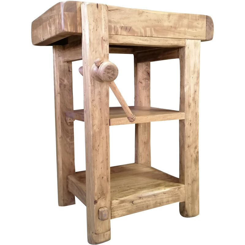 Biscottini - Country workbench in solid lime wood, natural finish Made in Italy