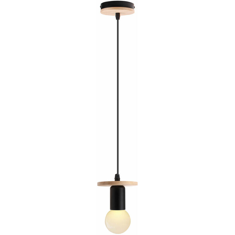 Countryside Pendant Light Creative Wooden Pendant Lamp Retro Hanging Light Modern Ceiling Light for Cafe Club Bar Black