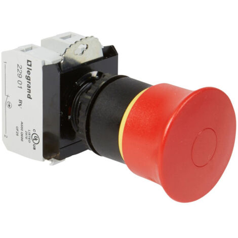 Coup de poing à accrochage non lumineux Osmoz complet IP69 D.40mm EN 418 pousser-tirer LEGRAND 023725
