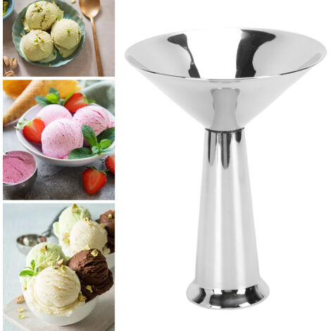 Coupe à glace conique en acier inoxydable, bol de service à desserts sur pied, coupe à bonbons, salade, pudding aux fruits, yaourt, etc.
