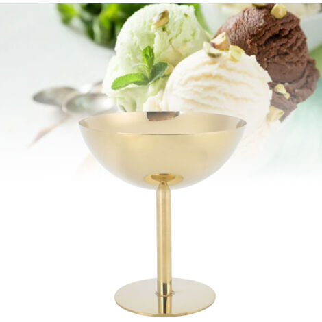 Coupe à glace en acier inoxydable, coupe à dessert sur pied, coupe à sundae pour yaourt, salade de fruits, pudding, décoration pour la maison et les fêtes, dorée, haute