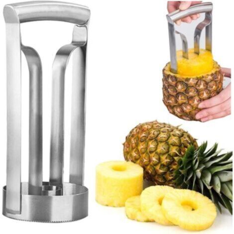 Coupe-ananas en acier inoxydable – Outil multifonction pour éplucher, couper et dénoyauter l’ananas facilement à la maison