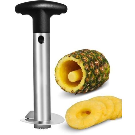 Coupe-ananas, vide-ananas avec lame en acier inoxydable de qualité alimentaire et poignée en ABS, éplucheur d'ananas, 24 cm, noir