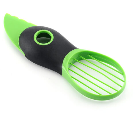 Coupe-avocat 3 en 1 - Coupe-avocat avec lame à dénoyauter et trancheuse - Vert