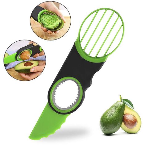 coupe-avocats 3 En 1 - 1 Pice - Coupe-avocats Et Minceur - Set D'outils De Cuisine, Rcipient De Stockage, Couteau De Scurit, Spatule Et Presse-pur