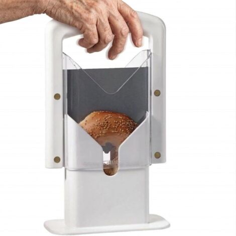 Coupe-bagels – Livré avec une lame guillotine antiadhésive, adaptée pour trancher les bagels de différentes tailles (matériau ABS, blanc).