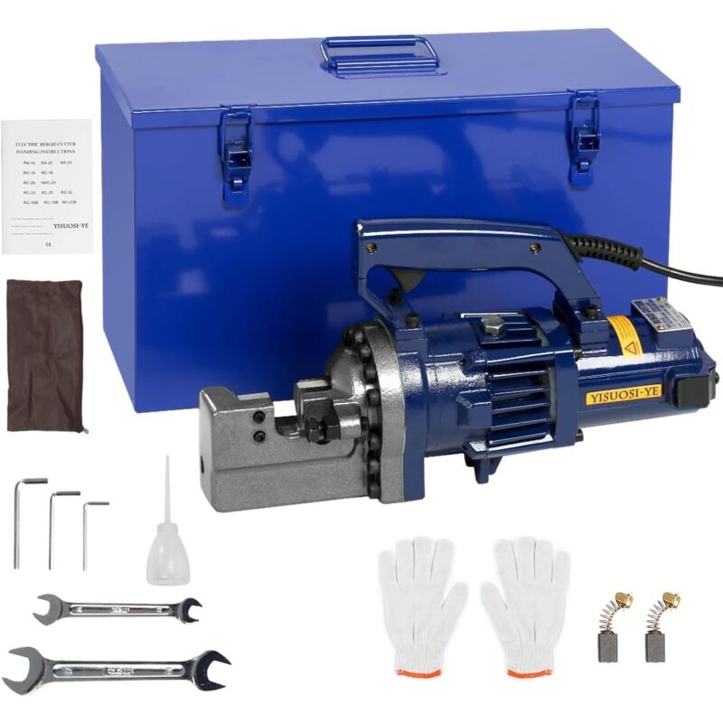 Coupe barre électrique, 1250W 110V Machine hydraulique portable à couper les barres, avec des lames à mâchoires，Coupe les barres de 3/20inch (4mm) à