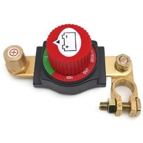 Coupe Batterie, En Laiton Coupe Circuit Batterie, 12v-48v, Isolateur Interrupteur de Batterie pour Voitures, Motos, Caravanes et Yachts (Rouge)