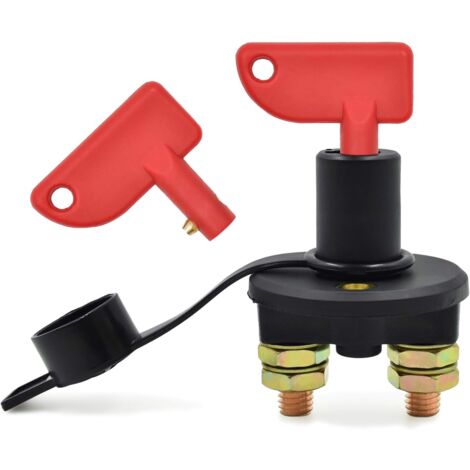 Coupe-Batterie pour Voiture, 12 / 24V, 500A max Isolateur Interrupteur Automobile Urgence Interrupteur pour Voiture, Coupe Circuit Batterie Camion, Bateau, Véhicules