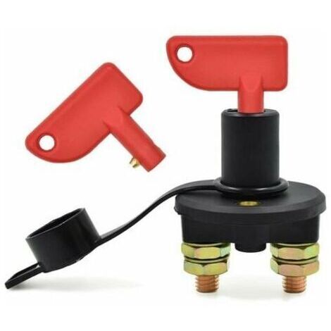 Coupe-Batterie pour Voiture, 12 / 24V, 500A max Isolateur Interrupteur Automobile Urgence Interrupteur pour Voiture, Coupe Circuit Batterie Camion, Bateau, Véhicules