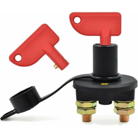 Coupe-Batterie pour Voiture, Coupe Circuit Batterie 12 / 24V, 500A max Isolateur Interrupteur Automobile Urgence Interrupteur pour Voiture, Coupe Circuit Batterie Camion, Bateau