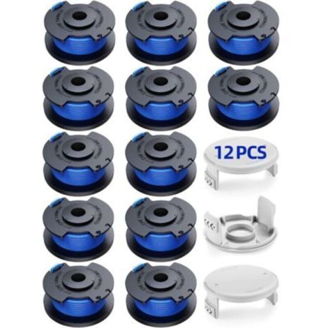 Coupe-bordure 15 bobines pour coupe-bordure Ryobi One +18v 24v 40v, Ø1,65 mm et longueur 3,4 m AC14RL3A Coupe-bordure de rechange (coupe-bordures 12 bobines, 3 capuchons)