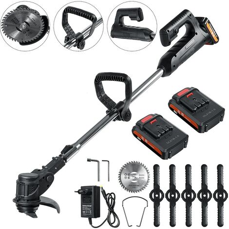 DRILLPRO Coupe Bordure Coupe herbe Tondeuse électrique Débroussailleuse électrique 88VF 1000w 10000rpm/min sans fil avec 2 Batteries 22980mah Longeur ajustable (Prise US) SWAGX