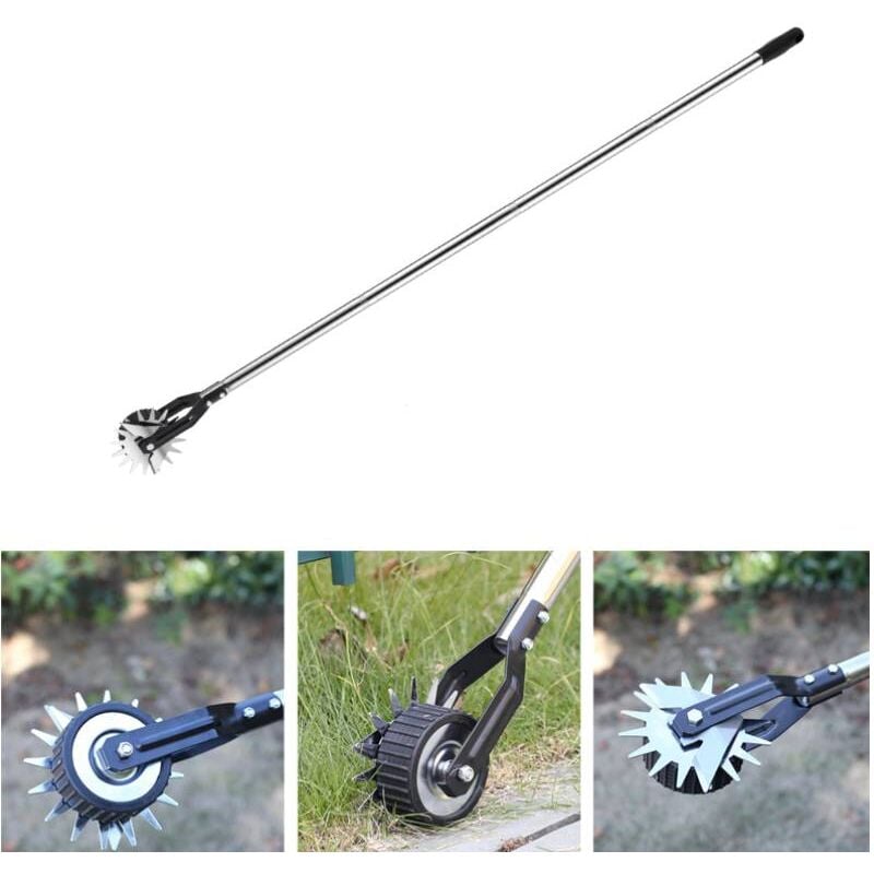 Coocheer - Coupe-bordures avec poignée améliorée, coupe-bordures avec roues - Rouleau de bordure de pelouse réglable, poignée en acier inoxydable en