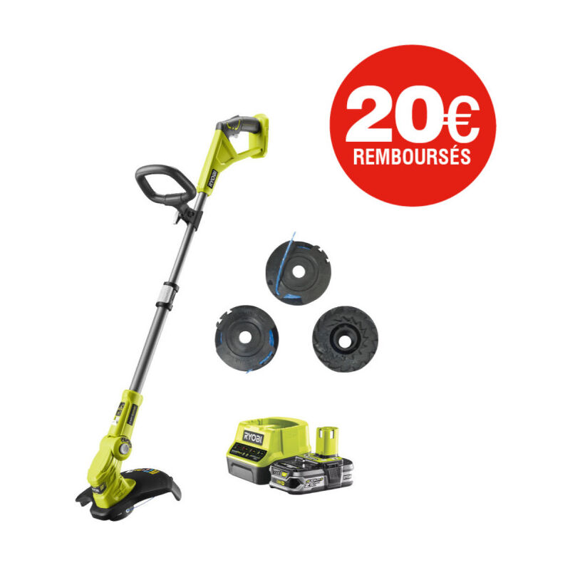 Coupe bordures - dresse bordures 18V One+ RYOBI - RLT183225FPK3 - Batterie 2.5 Ah - Chargeur 2 Ah - 3 Bobines simple fil