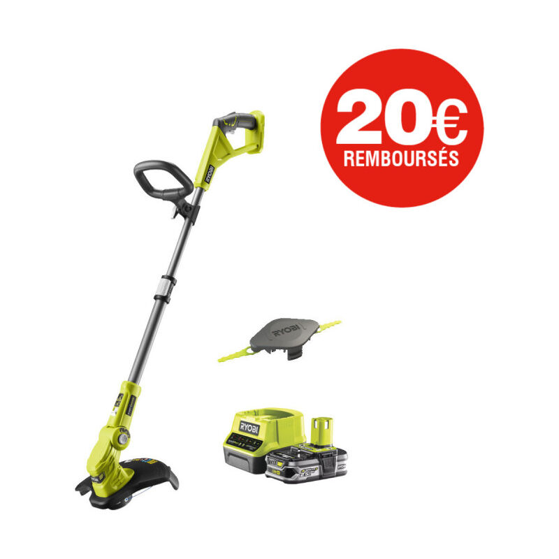 Ryobi - Coupe bordures - dresse bordures 18V One+ - 1 batterie LithiumPlus 2.5Ah - 1 chargeur rapide - 1 Tête double lames dentelées RLT183225FPK