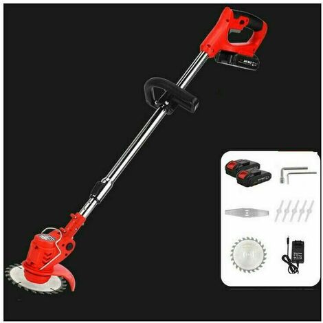 Coupe-bordures Électrique sans Fil Rechargeable 24V 6000mAh, avec Poignée Ajustable, Tête de Coupe Rotative, 7 Lames Opération à Une/Deux Mains