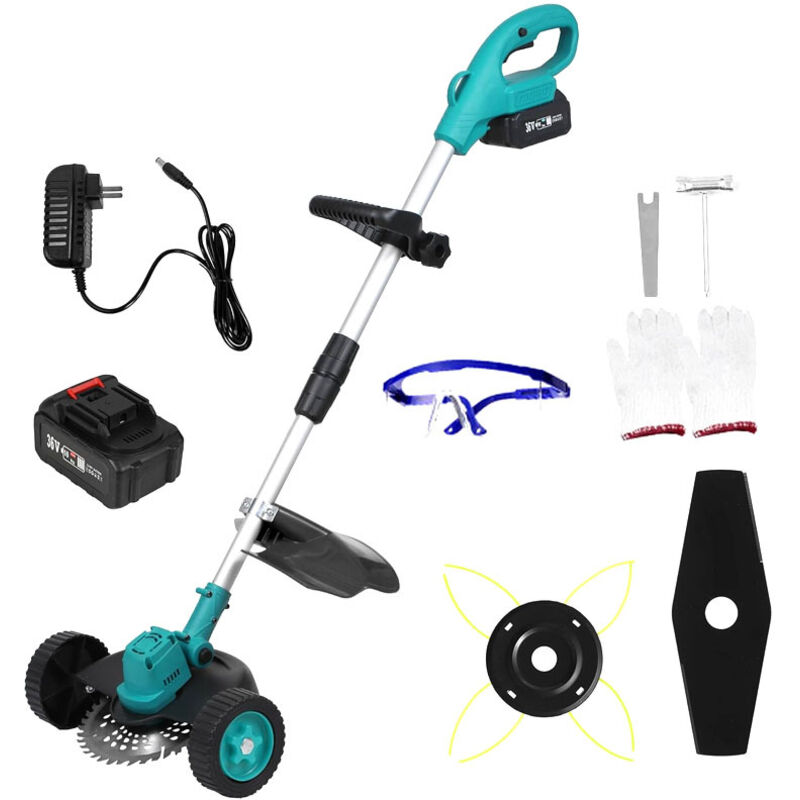 Ej.life - Coupe-Bordures sans Fil 21V avec 2 batteries, Tête de Coupe Rotative à 90°, 18000 rpm/min, Largeur de Coupe de 25 cm pour la tonte de