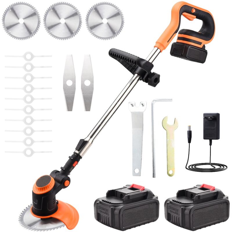 Coupe-Bordures Sans Fil 36V, Coupe-herbe à batterie avec batterie et chargeur, 3 Types de lames, Orange