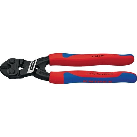 KNIPEX Coupe-boulon compact CoBolt Longueur 200 mm gaines multi-composants droit Forme 0 sans Aussparung weich 6 mm mittel 5,2 mm hart 4 mm