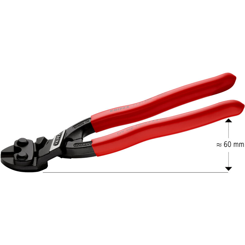 Knipex - Coupe-boulon compact CoBolt® Longueur 200 mm revêtement en plastique 20° 3,6 mm sans Aussparung weich 6 mm mittel 5,2 mm hart 4 mm