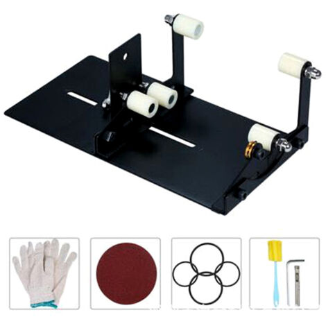 Coupe-bouteille DIY avec fixation pour bouteilles rondes et carrées, kit complet (couteau, gants, papier abrasif) en acier inoxydable noir, pour décoration éco-responsable.