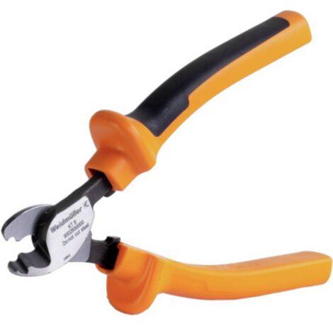 Coupe-câble manipulable d'une main jusqu'à 8 mm – Coupe nette pour câbles en alu et cuivre – Dimensions 185 mm – Poids 220 g – Weidmuller