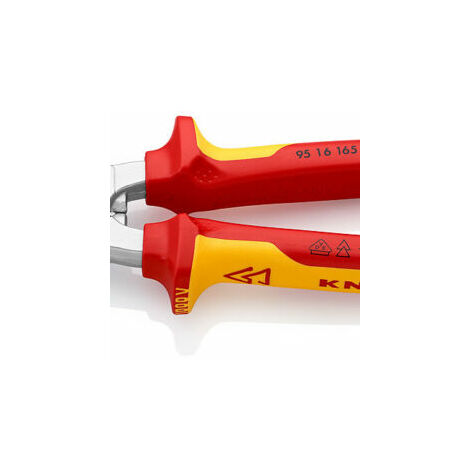 Coupe-câbles VDE, tête chromée, poignées à gaine en plastique, Long. : 165 mm, Ø de la capacité de coupe 15 mm, Section du conducteur 50 mm²