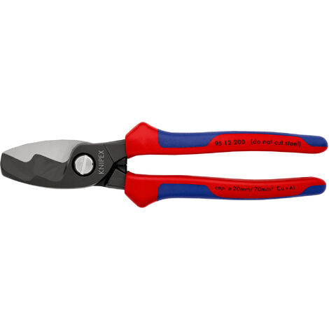 Coupe-câbles à double tranchants - 200 mm, câble ø20mm - sur carte, sous blister - KNIPEX - 95 12 200 SB