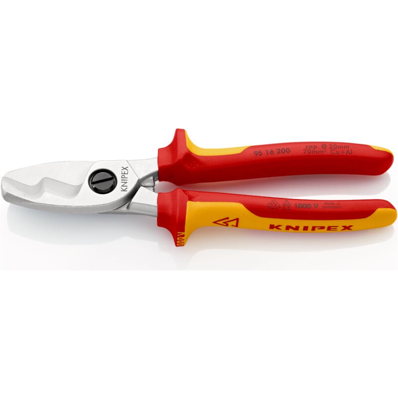 Knipex - 95 16 200 Pince coupe-câbles vde Adapté pour (technique d'isolation) câbles en alu et en cuivre, à 1 ou plusieur