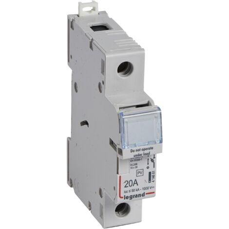 Coupe-circuit 1000V pour cartouche 10x38mm pour application photovoltaïque 20A 1 pôle protégé 1 module LEGRAND 414681