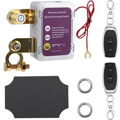 Coupe Circuit Batterie 12v, Coupe Circuit Voiture 240A sans Fil Coupe Batterie Télécommande avec Télécommande Interrupteur D'arrêt Moto Automatique pour Voiture RV ATV Camion Bateau Bus