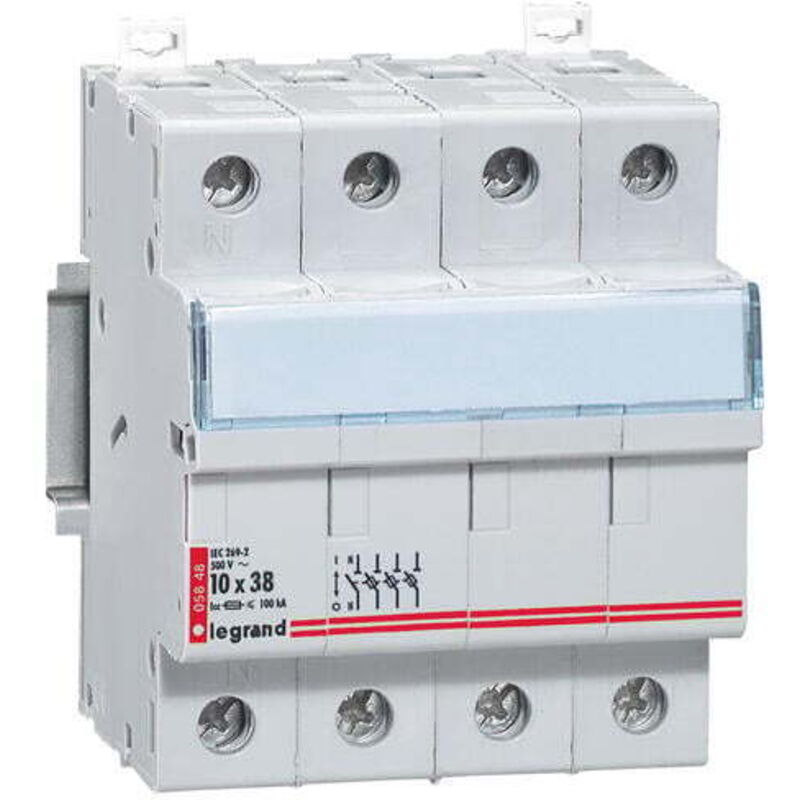 Coupe-circuit sectionneur tripolaire+neutre pour cartouche cylindrique industrielle typeaM ou gG 10x38mm - 500V - 005848 - LEGRAND