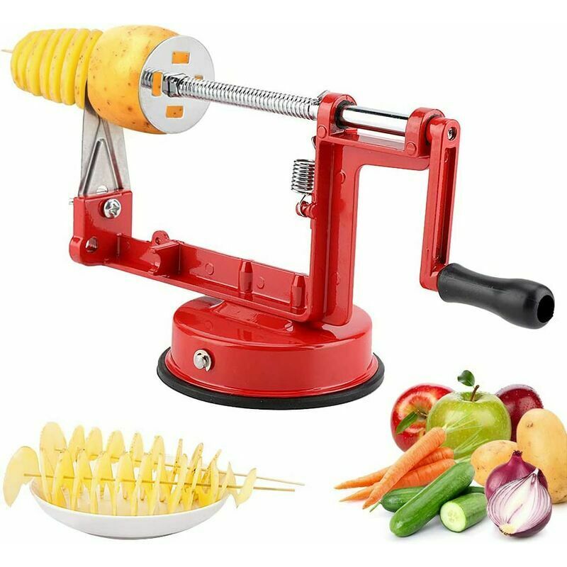 Coupe en Spirale Coupe-Pomme de Terre Coupe-Frites en Acier Inox, éplucheurs de Pommes de Terre Fruit Carottier Remuer Trancheuse Coupeur, Machine à