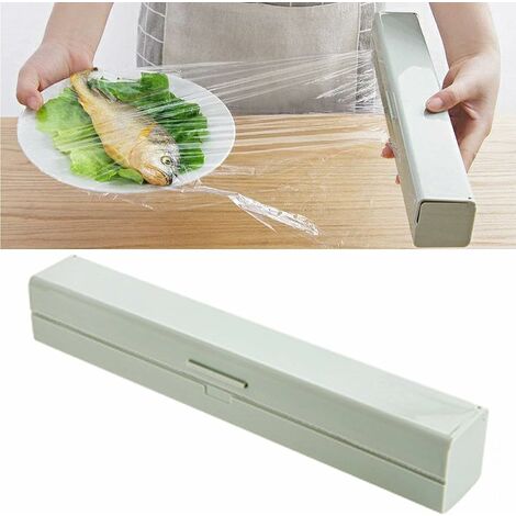 Distributeur de film alimentaire Cling Film Cutter Plastic Food Wrap  Distributeur avec Slide Cutter Preservation Foil Storage Box Cuisine Gadget