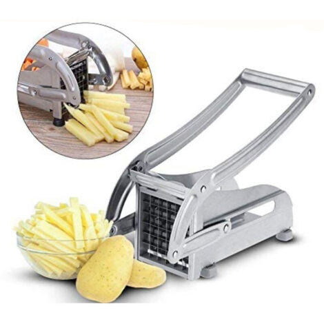 Coupe Frite, Coupe Frite Professionnel , Technologie Antidérapante, Coupe-Légumes, Accessoires pour Friteuse, Coupe Frites Manuel (Inox).