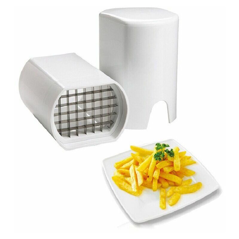 Coupe Frite,Coupe Frites Manuel, Coupe Frites Professionnel, Coupe Pomme de Terre pour Frite, Grille Coupe Frite inox (Blanc)