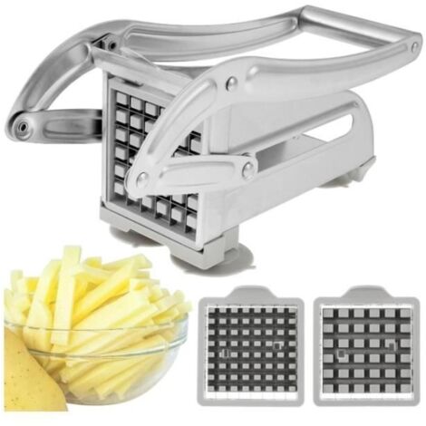 Coupe Frites - Acier Inoxydable - 2 Lames de Rechange - Antidérapant - Outils de Cuisine Professionnel