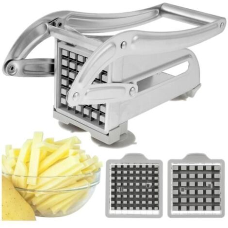 Coupe Frites - Acier Inoxydable - 2 Lames de Rechange - Antidérapant - Outils de Cuisine Professionnel